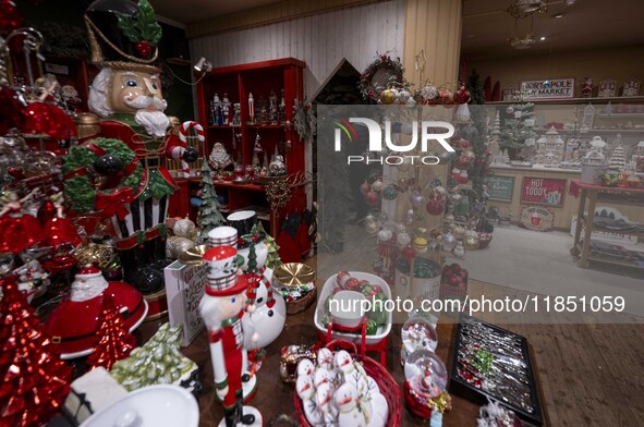 Several items and decorations are seen at a Christmas market in Akureyri, Iceland, on November 30, 2024. Christmas in Iceland, known as Jol,...