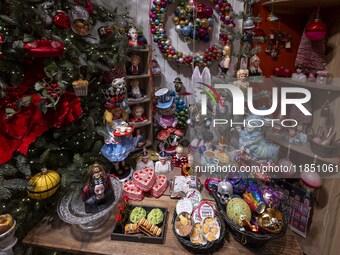 Several items and decorations are seen at a Christmas market in Akureyri, Iceland, on November 30, 2024. Christmas in Iceland, known as Jol,...