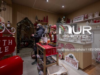 A person looks at decorations at a Christmas market in the town of Akureyri, Iceland, on November 30, 2024. Christmas in Iceland, known as J...