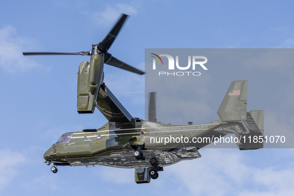 A V22 Osprey aircraft was spotted supporting the President of the United States (POTUS) during a visit to Chicago, Illinois, on August 19, 2...