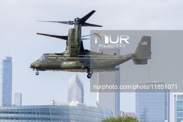 A V22 Osprey aircraft was spotted supporting the President of the United States (POTUS) during a visit to Chicago, Illinois, on August 19, 2...