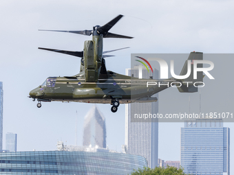 A V22 Osprey aircraft was spotted supporting the President of the United States (POTUS) during a visit to Chicago, Illinois, on August 19, 2...