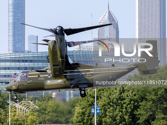 A V22 Osprey aircraft was spotted supporting the President of the United States (POTUS) during a visit to Chicago, Illinois, on August 19, 2...