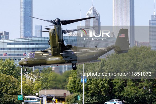 A V22 Osprey aircraft was spotted supporting the President of the United States (POTUS) during a visit to Chicago, Illinois, on August 19, 2...