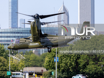 A V22 Osprey aircraft was spotted supporting the President of the United States (POTUS) during a visit to Chicago, Illinois, on August 19, 2...