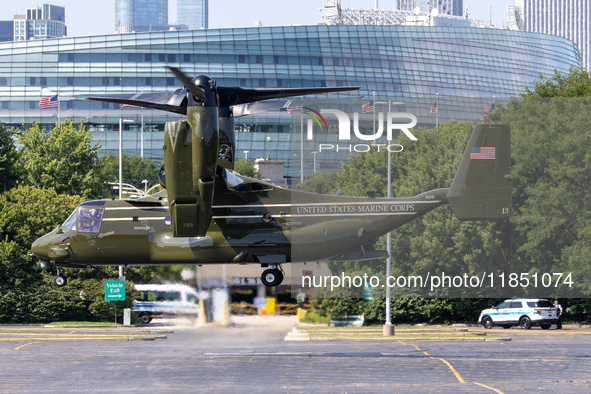 A V22 Osprey aircraft was spotted supporting the President of the United States (POTUS) during a visit to Chicago, Illinois, on August 19, 2...