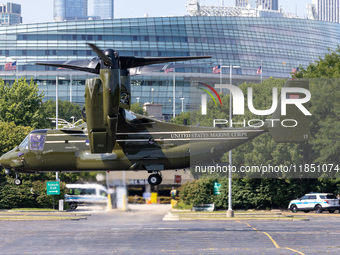 A V22 Osprey aircraft was spotted supporting the President of the United States (POTUS) during a visit to Chicago, Illinois, on August 19, 2...