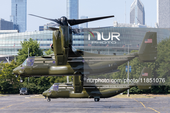 A V22 Osprey aircraft was spotted supporting the President of the United States (POTUS) during a visit to Chicago, Illinois, on August 19, 2...