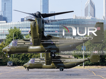 A V22 Osprey aircraft was spotted supporting the President of the United States (POTUS) during a visit to Chicago, Illinois, on August 19, 2...