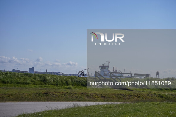 The all-electric ferry that runs between Island and Esbjerg, belonging to the Fanolinjen, is seen in Nordby, Fano Island, Denmark, on April...