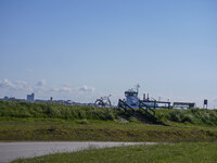 The all-electric ferry that runs between Island and Esbjerg, belonging to the Fanolinjen, is seen in Nordby, Fano Island, Denmark, on April...