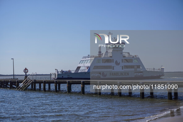 The all-electric ferry that runs between Island and Esbjerg, belonging to the Fanolinjen, is seen in Nordby, Fano Island, Denmark, on April...