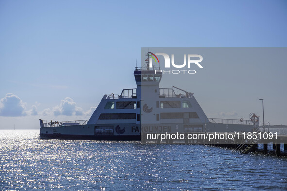 The all-electric ferry that runs between Island and Esbjerg, belonging to the Fanolinjen, is seen in Nordby, Fano Island, Denmark, on April...