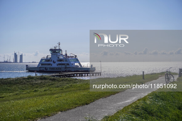 The all-electric ferry that runs between Island and Esbjerg, belonging to the Fanolinjen, is seen in Nordby, Fano Island, Denmark, on April...