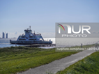 The all-electric ferry that runs between Island and Esbjerg, belonging to the Fanolinjen, is seen in Nordby, Fano Island, Denmark, on April...