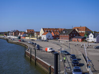 A general view of the port and ferry terminal is seen in Nordby, Fano Island, Denmark, on April 29, 2024. (