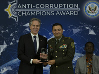 US Secretary of State Antony Blinken honors Jorge Mora Cortes from Colombia for investigating corruption at the highest level in his country...