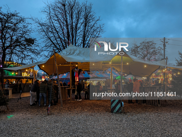 The Märchenbazar at the Olympic Park South in Munich, Bavaria, Germany, on December 9, 2024, offers a unique experience for visitors. Runnin...