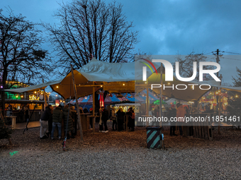 The Märchenbazar at the Olympic Park South in Munich, Bavaria, Germany, on December 9, 2024, offers a unique experience for visitors. Runnin...