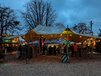 The Märchenbazar at the Olympic Park South in Munich, Bavaria, Germany, on December 9, 2024, offers a unique experience for visitors. Runnin...