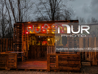 The Märchenbazar at the Olympic Park South in Munich, Bavaria, Germany, on December 9, 2024, offers a unique experience for visitors. Runnin...