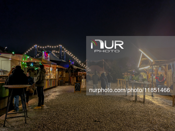 The Märchenbazar at the Olympic Park South in Munich, Bavaria, Germany, on December 9, 2024, offers a unique experience for visitors. Runnin...