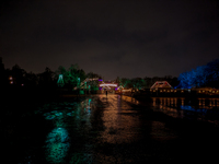 The Märchenbazar at the Olympic Park South in Munich, Bavaria, Germany, on December 9, 2024, offers a unique experience for visitors. Runnin...