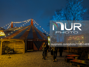 The Märchenbazar at the Olympic Park South in Munich, Bavaria, Germany, on December 9, 2024, offers a unique experience for visitors. Runnin...