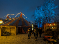 The Märchenbazar at the Olympic Park South in Munich, Bavaria, Germany, on December 9, 2024, offers a unique experience for visitors. Runnin...