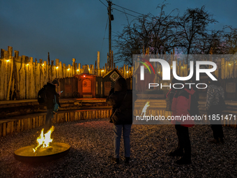 The Märchenbazar at the Olympic Park South in Munich, Bavaria, Germany, on December 9, 2024, offers a unique experience for visitors. Runnin...