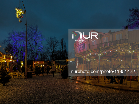 The Märchenbazar at the Olympic Park South in Munich, Bavaria, Germany, on December 9, 2024, offers a unique experience for visitors. Runnin...