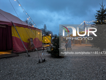 The Märchenbazar at the Olympic Park South in Munich, Bavaria, Germany, on December 9, 2024, offers a unique experience for visitors. Runnin...