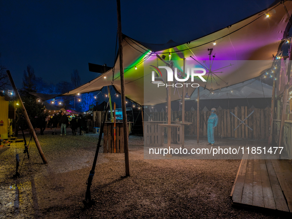 The Märchenbazar at the Olympic Park South in Munich, Bavaria, Germany, on December 9, 2024, offers a unique experience for visitors. Runnin...