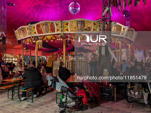 The Märchenbazar at the Olympic Park South in Munich, Bavaria, Germany, on December 9, 2024, offers a unique experience for visitors. Runnin...