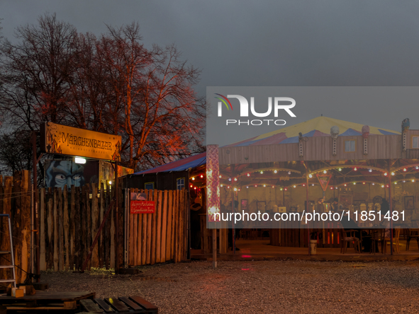 The Märchenbazar at the Olympic Park South in Munich, Bavaria, Germany, on December 9, 2024, offers a unique experience for visitors. Runnin...