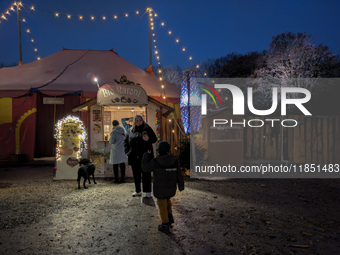 The Märchenbazar at the Olympic Park South in Munich, Bavaria, Germany, on December 9, 2024, offers a unique experience for visitors. Runnin...