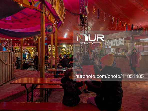 The Märchenbazar at the Olympic Park South in Munich, Bavaria, Germany, on December 9, 2024, offers a unique experience for visitors. Runnin...