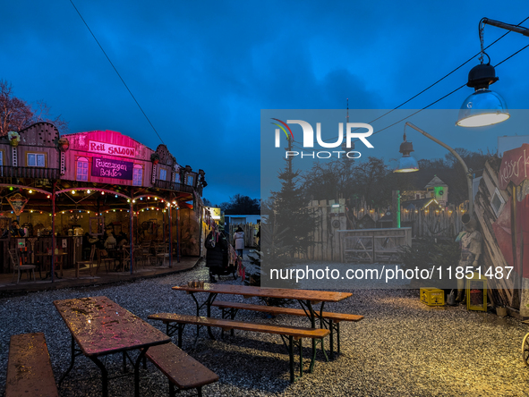 The Märchenbazar at the Olympic Park South in Munich, Bavaria, Germany, on December 9, 2024, offers a unique experience for visitors. Runnin...