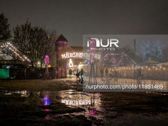 The Märchenbazar at the Olympic Park South in Munich, Bavaria, Germany, on December 9, 2024, offers a unique experience for visitors. Runnin...