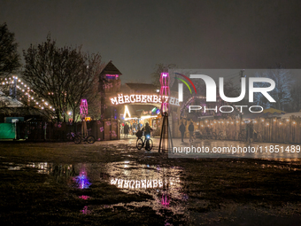 The Märchenbazar at the Olympic Park South in Munich, Bavaria, Germany, on December 9, 2024, offers a unique experience for visitors. Runnin...