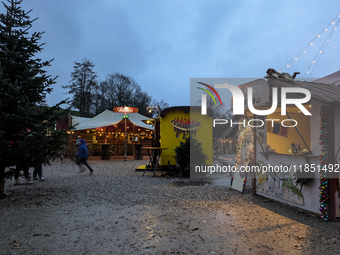 The Märchenbazar at the Olympic Park South in Munich, Bavaria, Germany, on December 9, 2024, offers a unique experience for visitors. Runnin...