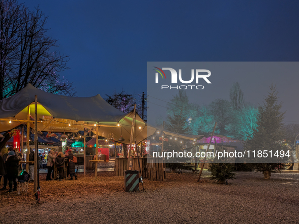 The Märchenbazar at the Olympic Park South in Munich, Bavaria, Germany, on December 9, 2024, offers a unique experience for visitors. Runnin...