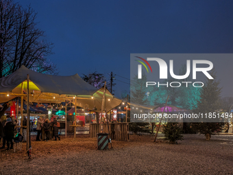 The Märchenbazar at the Olympic Park South in Munich, Bavaria, Germany, on December 9, 2024, offers a unique experience for visitors. Runnin...