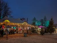 The Märchenbazar at the Olympic Park South in Munich, Bavaria, Germany, on December 9, 2024, offers a unique experience for visitors. Runnin...