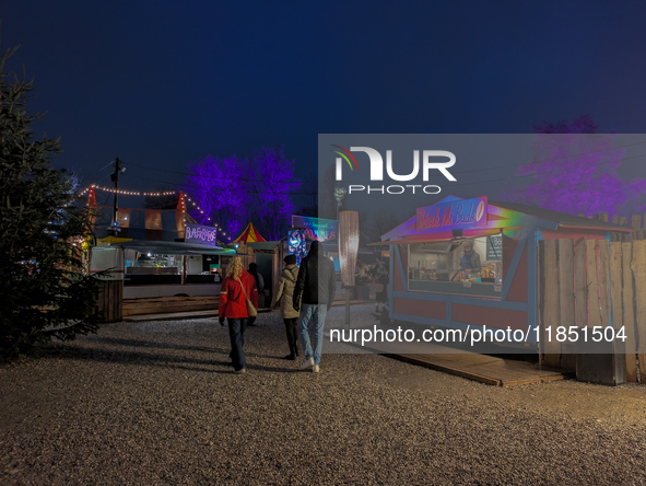 The Märchenbazar at the Olympic Park South in Munich, Bavaria, Germany, on December 9, 2024, offers a unique experience for visitors. Runnin...