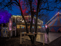 The Märchenbazar at the Olympic Park South in Munich, Bavaria, Germany, on December 9, 2024, offers a unique experience for visitors. Runnin...