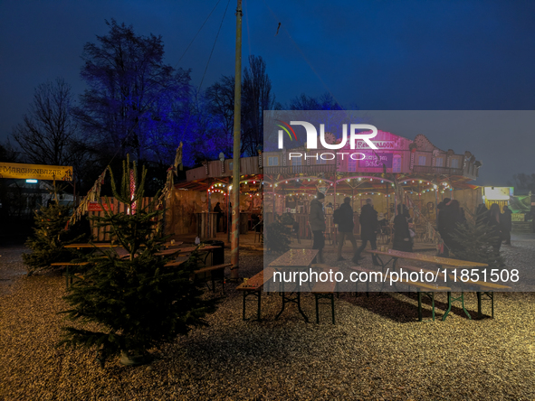 The Märchenbazar at the Olympic Park South in Munich, Bavaria, Germany, on December 9, 2024, offers a unique experience for visitors. Runnin...