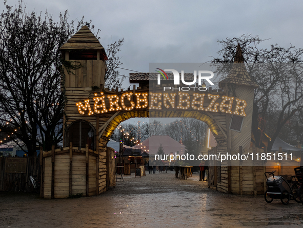 The Märchenbazar at the Olympic Park South in Munich, Bavaria, Germany, on December 9, 2024, offers a unique experience for visitors. Runnin...