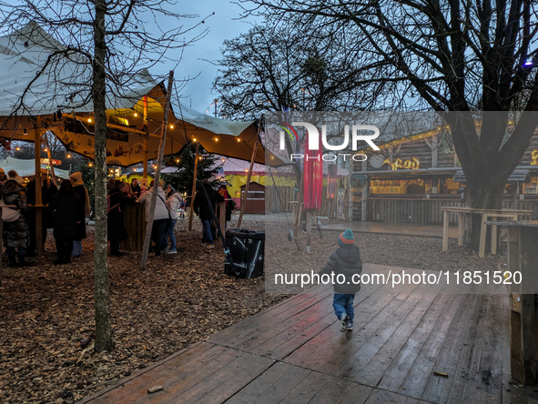 The Märchenbazar at the Olympic Park South in Munich, Bavaria, Germany, on December 9, 2024, offers a unique experience for visitors. Runnin...