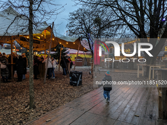 The Märchenbazar at the Olympic Park South in Munich, Bavaria, Germany, on December 9, 2024, offers a unique experience for visitors. Runnin...